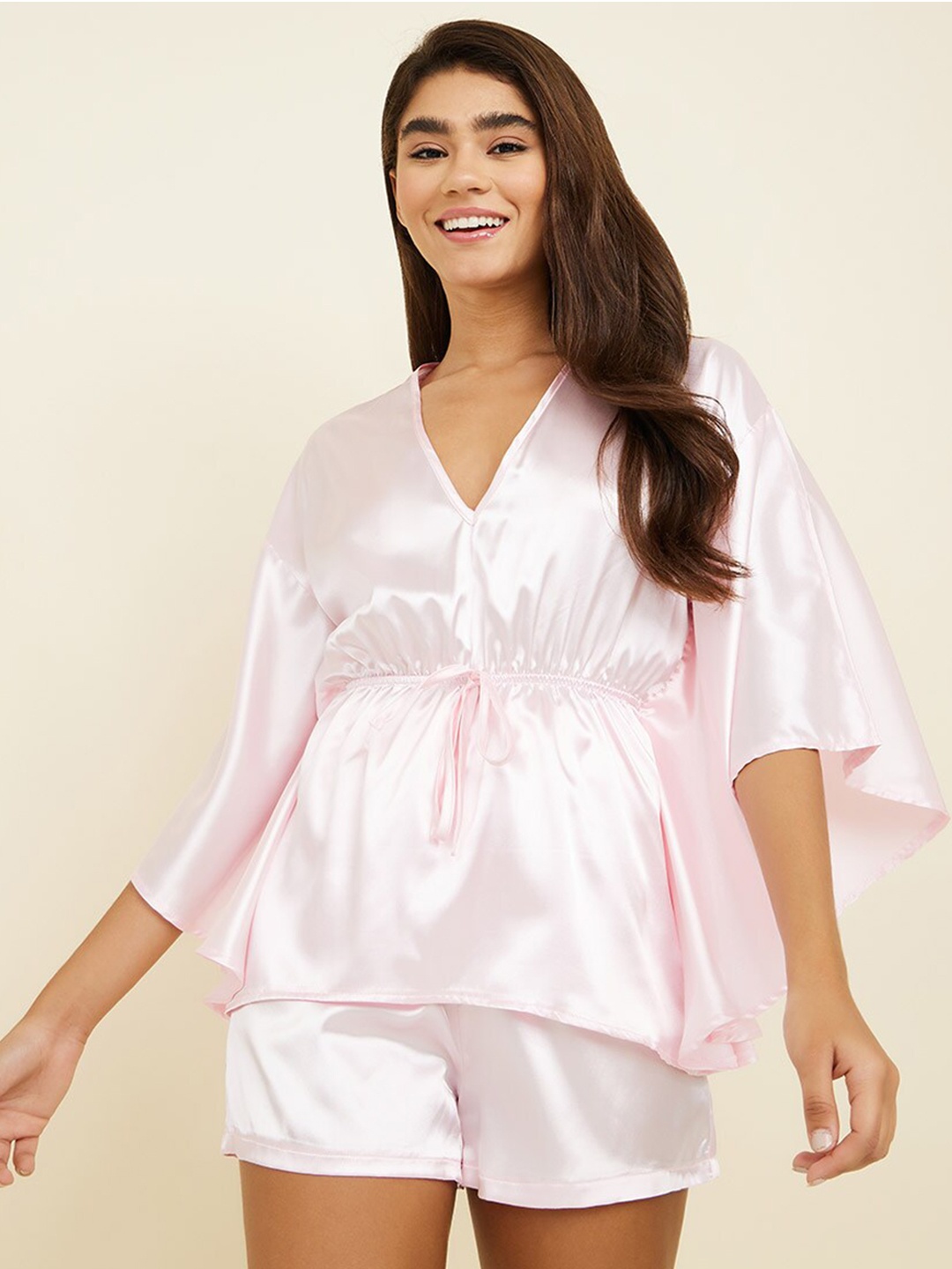 

Styli Women Kaftan Night suit, Pink