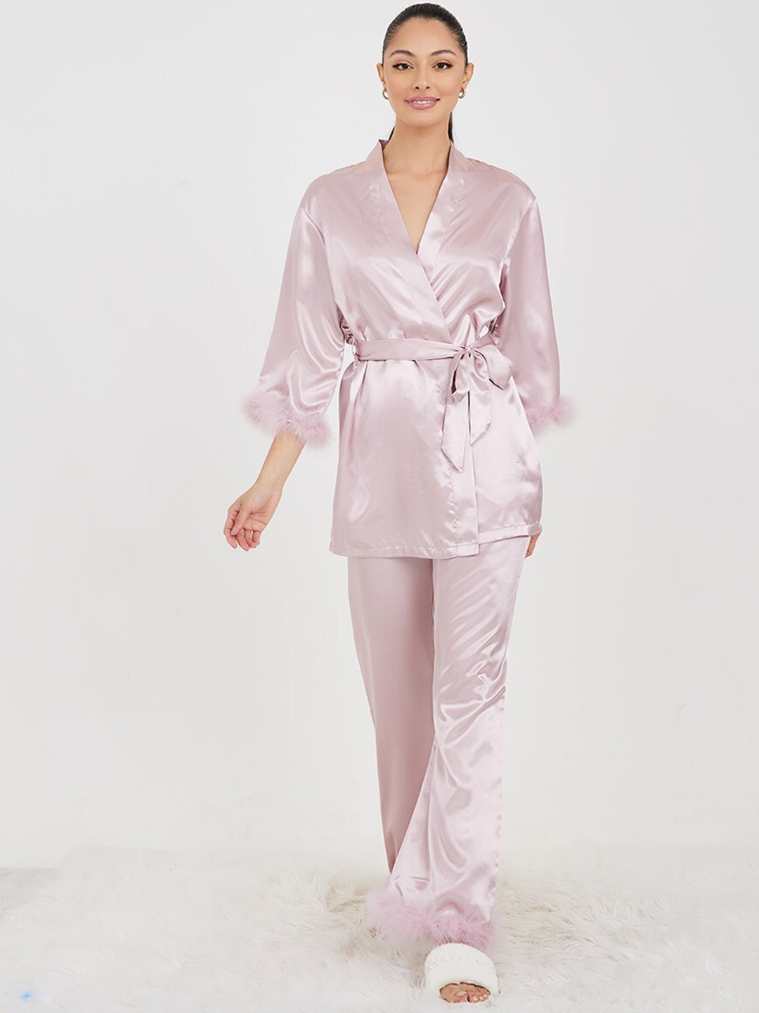 

Styli Women Satin Night Suit, Pink