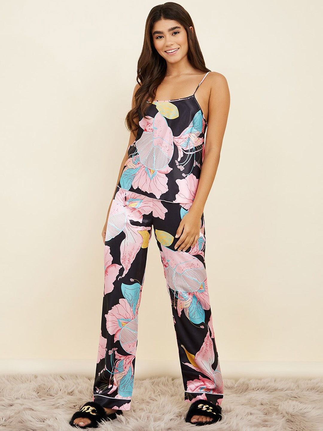 

Styli Women Printed Night suit, Black