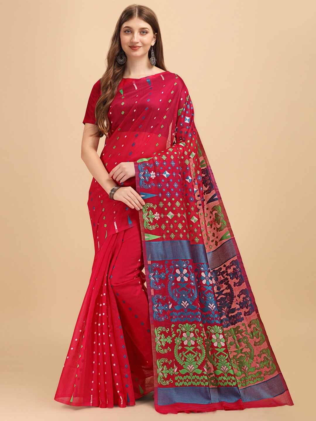 

Naishu Trendz Ethnic Motifs Woven Design Pure Silk Kanjeevaram Saree, Pink