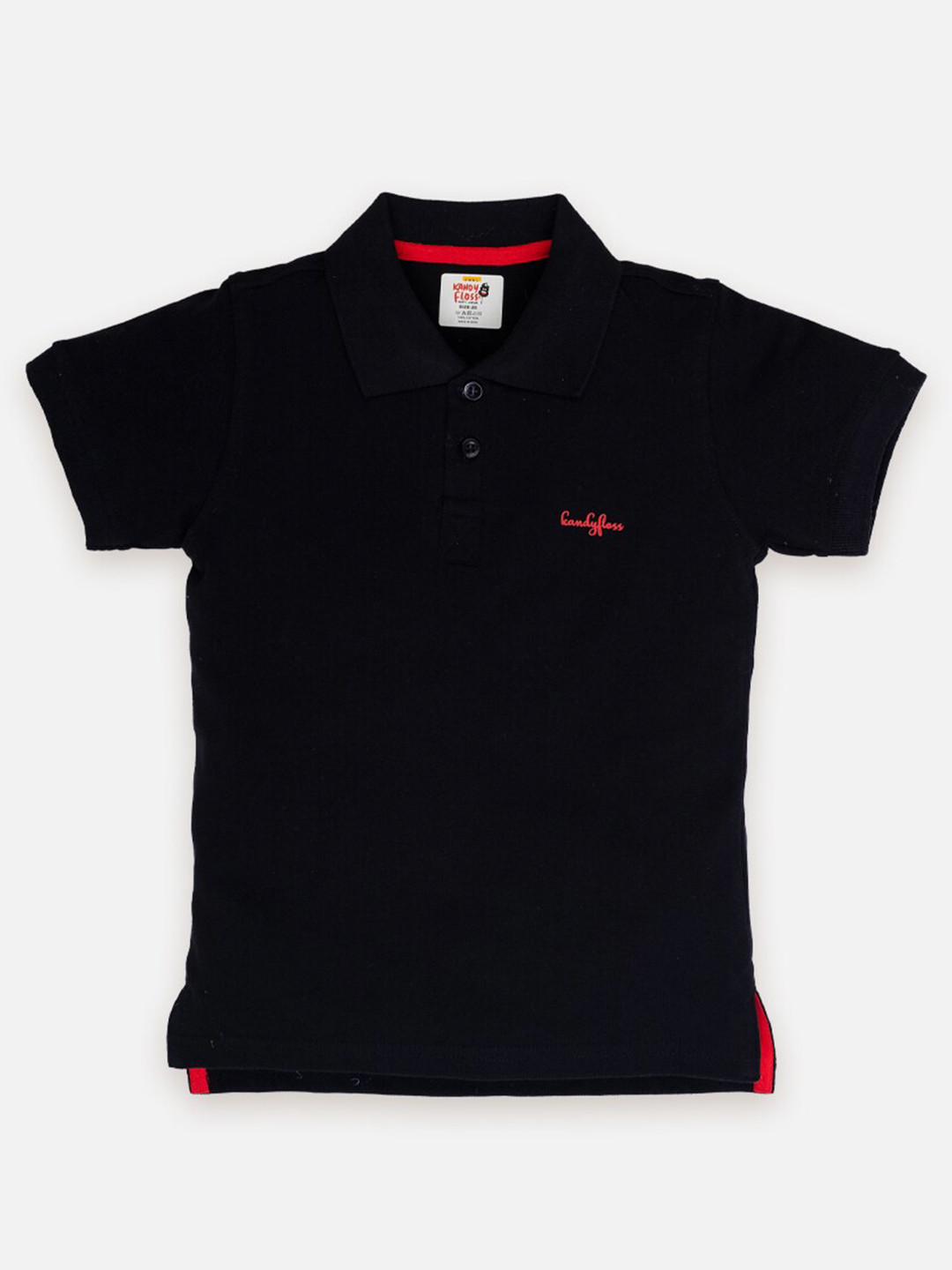 

AMUL Kandyfloss Kids Polo Collar Cotton T-shirt, Black