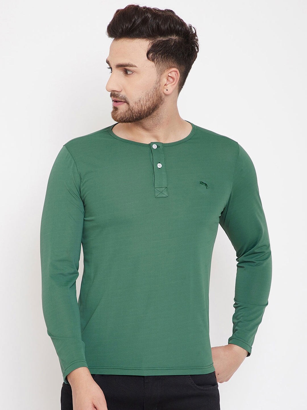 

JUMP USA Henley Neck Training or Gym T-shirt, Green