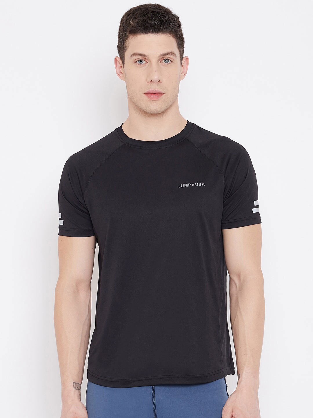 

JUMP USA Raglan Sleeves Sports T-shirt, Black
