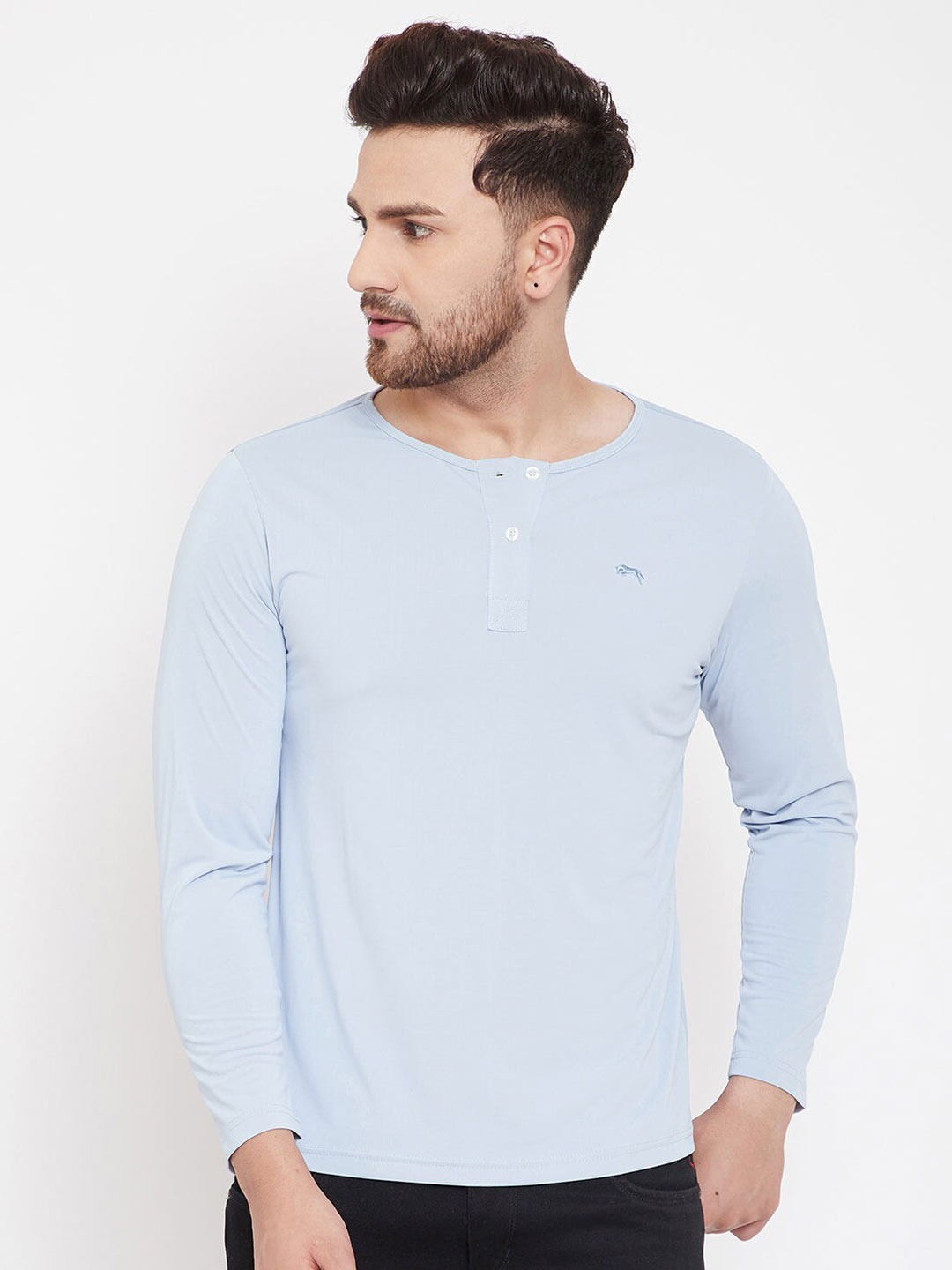 

JUMP USA Regular Fit Henley Neck T-Shirt, Blue