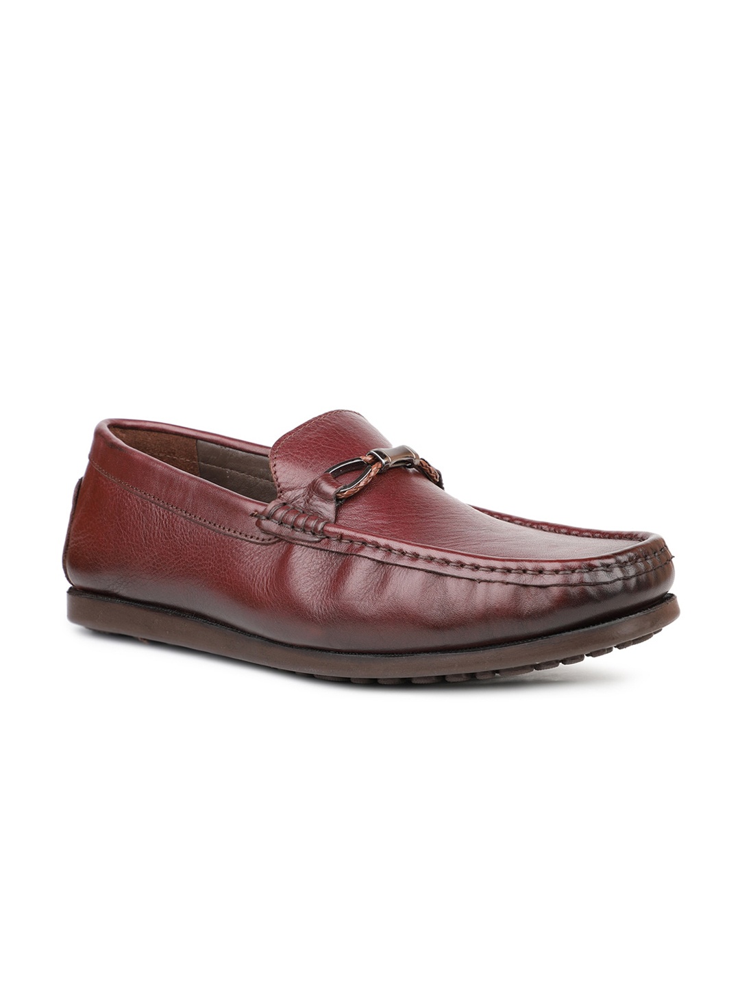 

PRIVO by Inc.5 Men Textured Embellished Square Toe Leather Comfort Insole Driving Shoes, Brown
