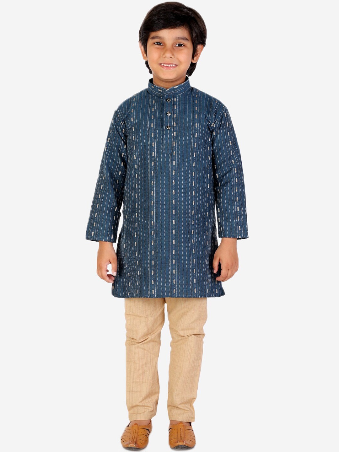 

Pro-Ethic STYLE DEVELOPER Boys Striped Straight Kurta with Pyjamas, Teal