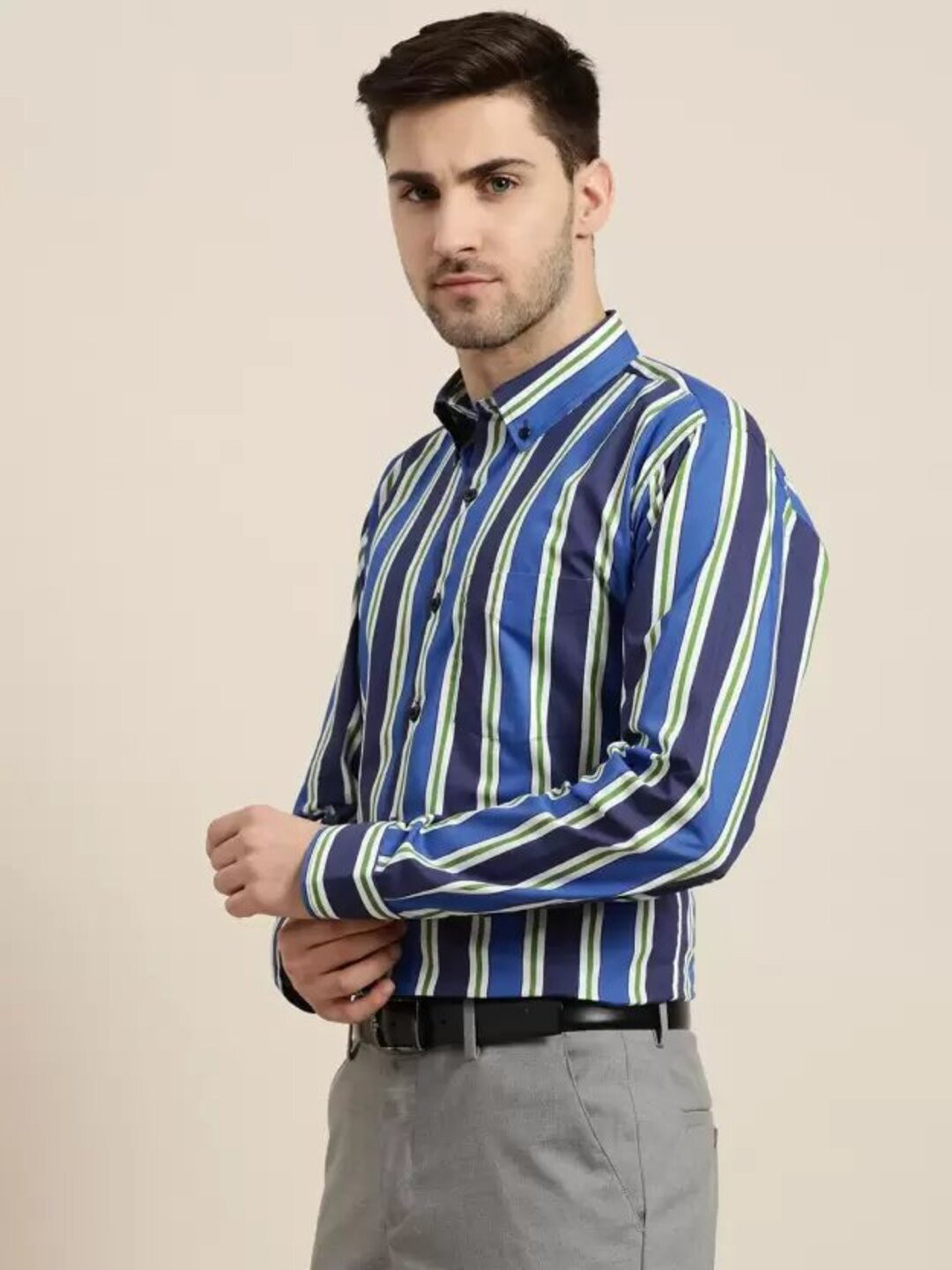 

Hancock Striped Slim Fit Cotton Formal Shirt, Blue