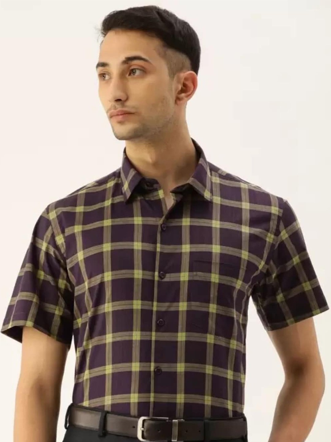 

Hancock Checks Slim Fit Cotton Formal Shirt, Burgundy