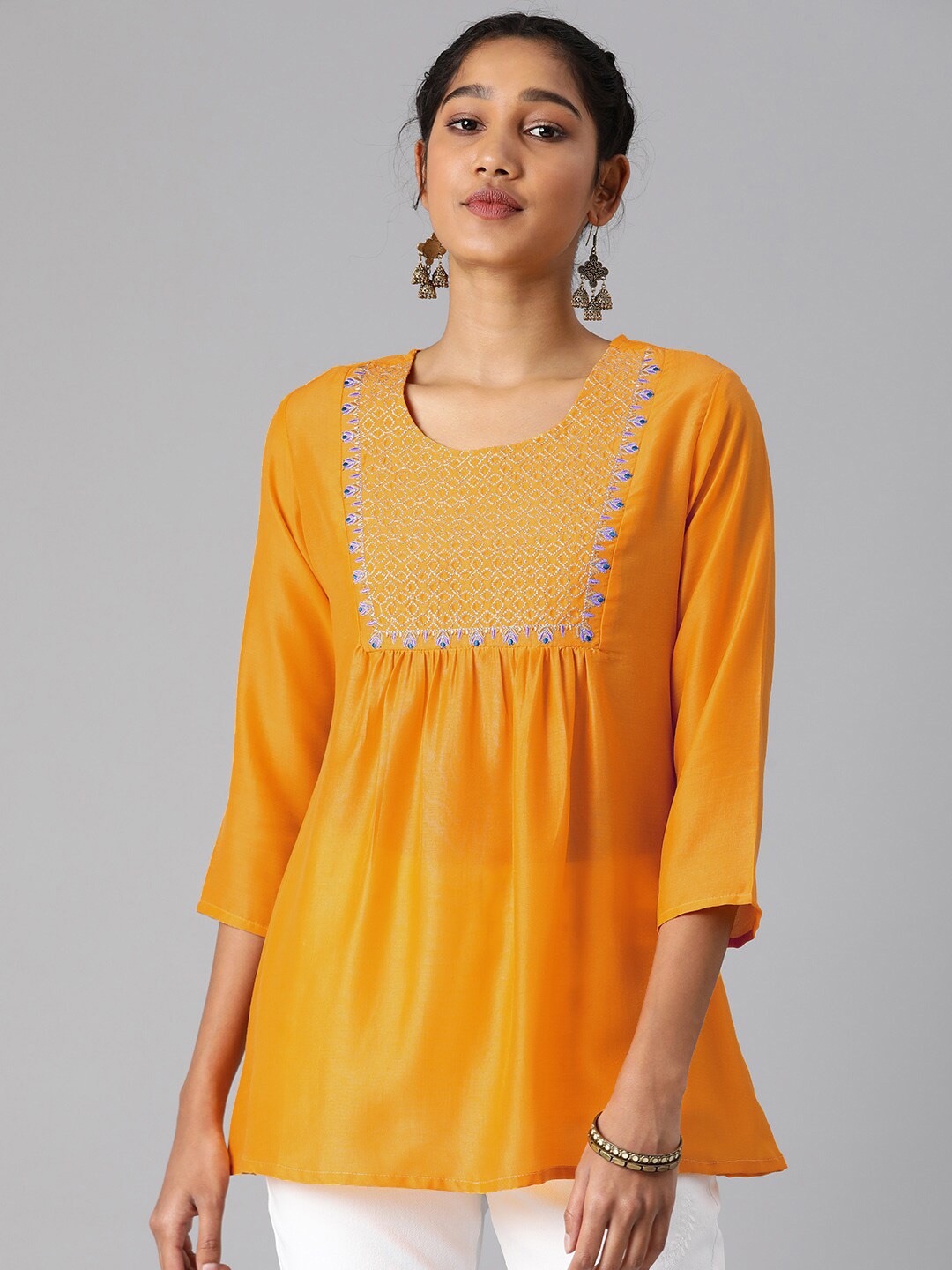 

MALHAAR Embellished Embroidered Top, Yellow