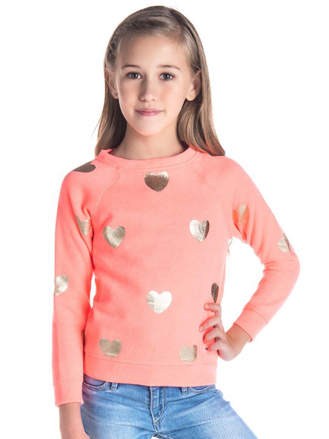 

Cherry Crumble Girls Conversational Printed Sweatshirt, Orange