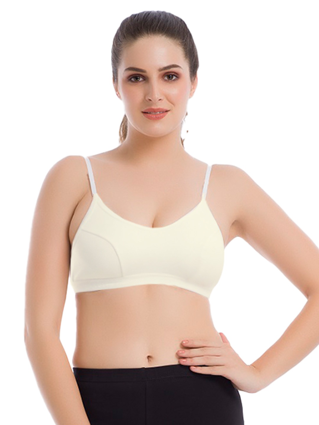 

GROVERSONS Paris Beauty Cotton Noodle Strap Sports Bra, Beige