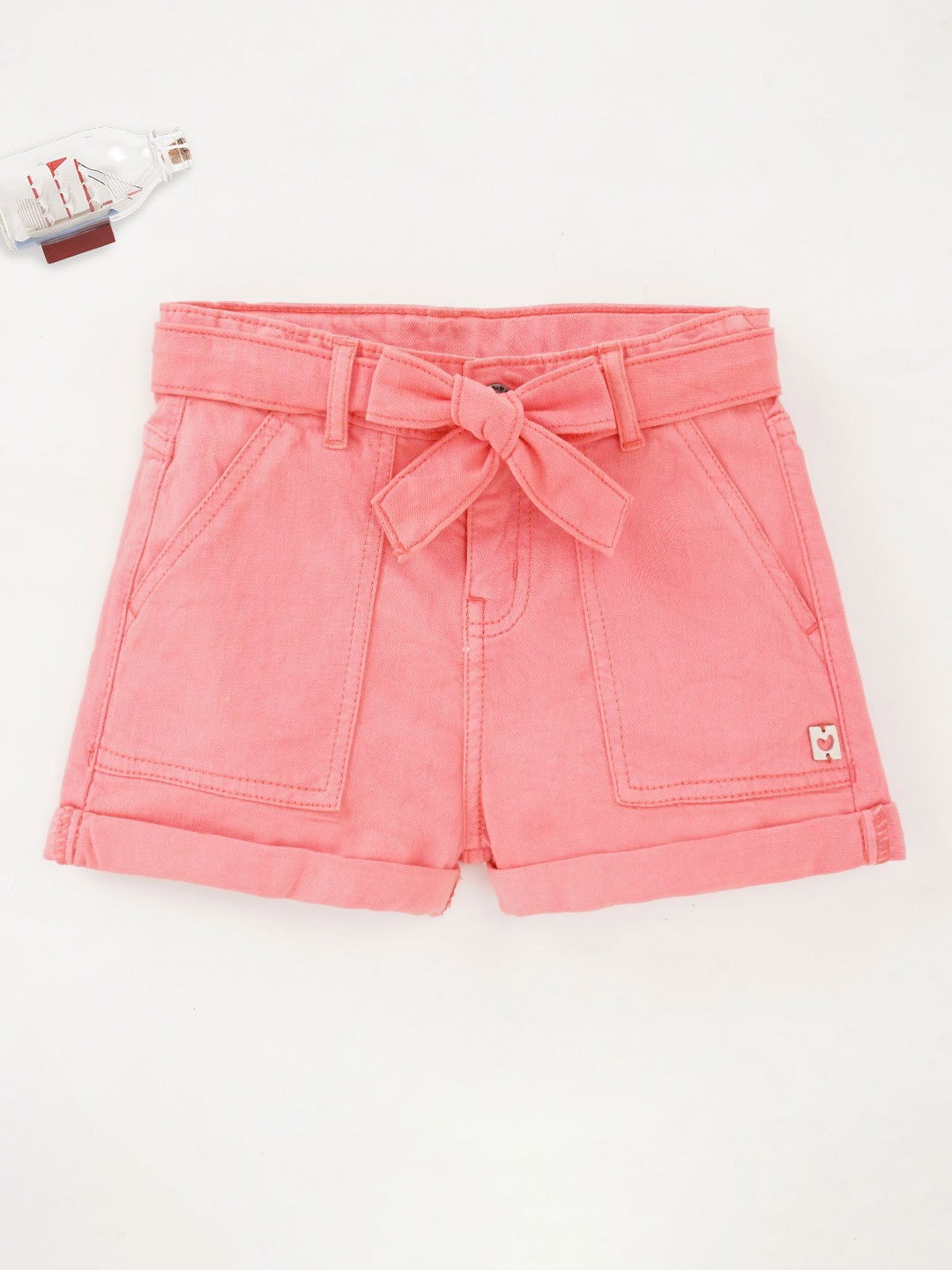 

Ed-a-Mamma Girls Mid-Rise Cotton Shorts, Pink