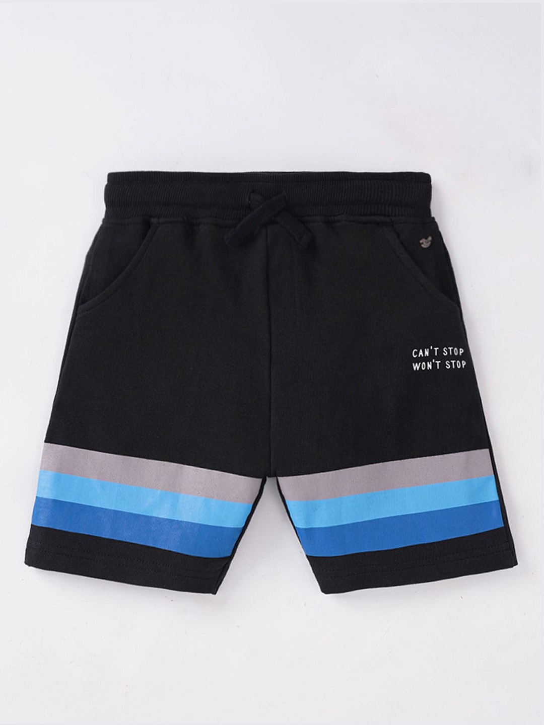 

Ed-a-Mamma Boys Striped Cotton Regular Fit Shorts, Black