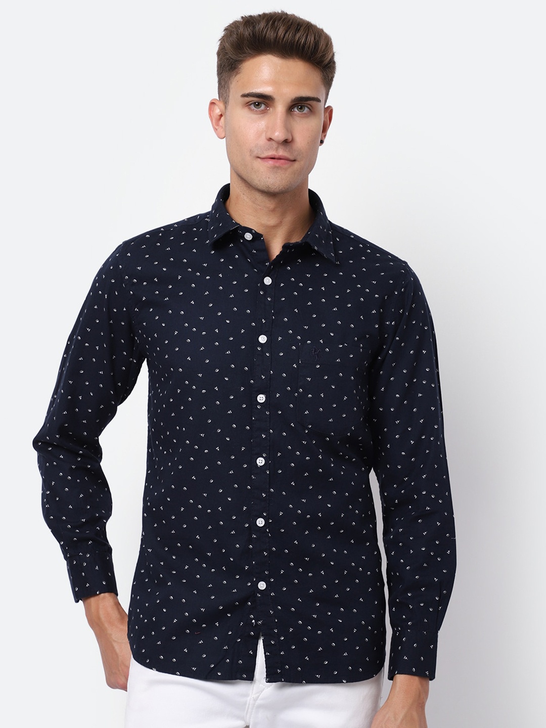 

Cantabil Micro Ditsy Printed Casual Shirt, Navy blue