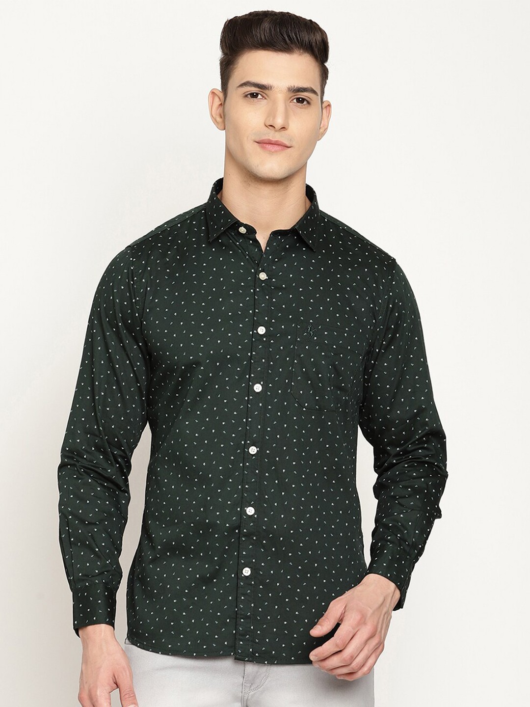 

Cantabil Printed Casual Shirt, Green