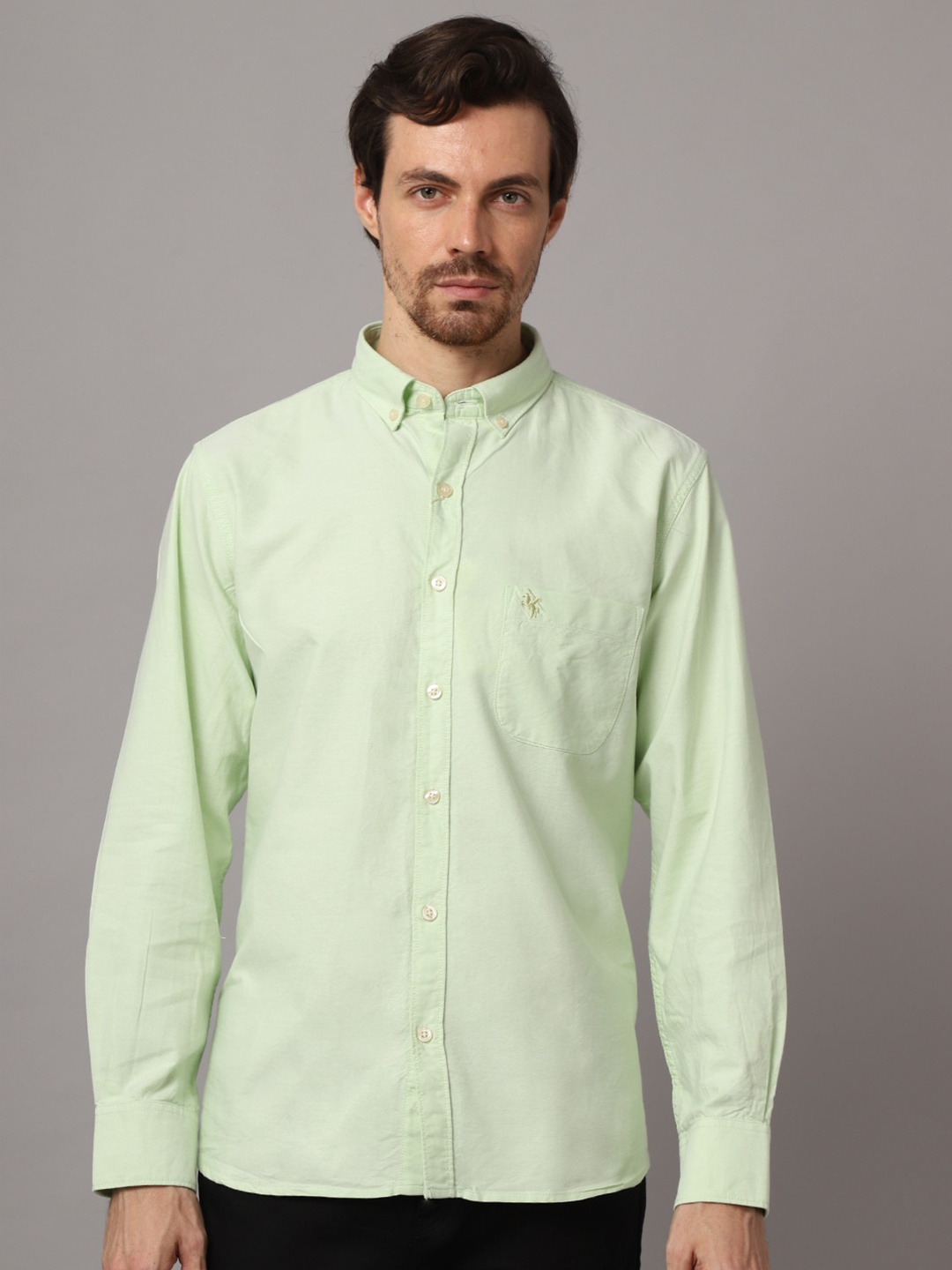 

Cantabil Button-Down Collar Casual Shirt, Green