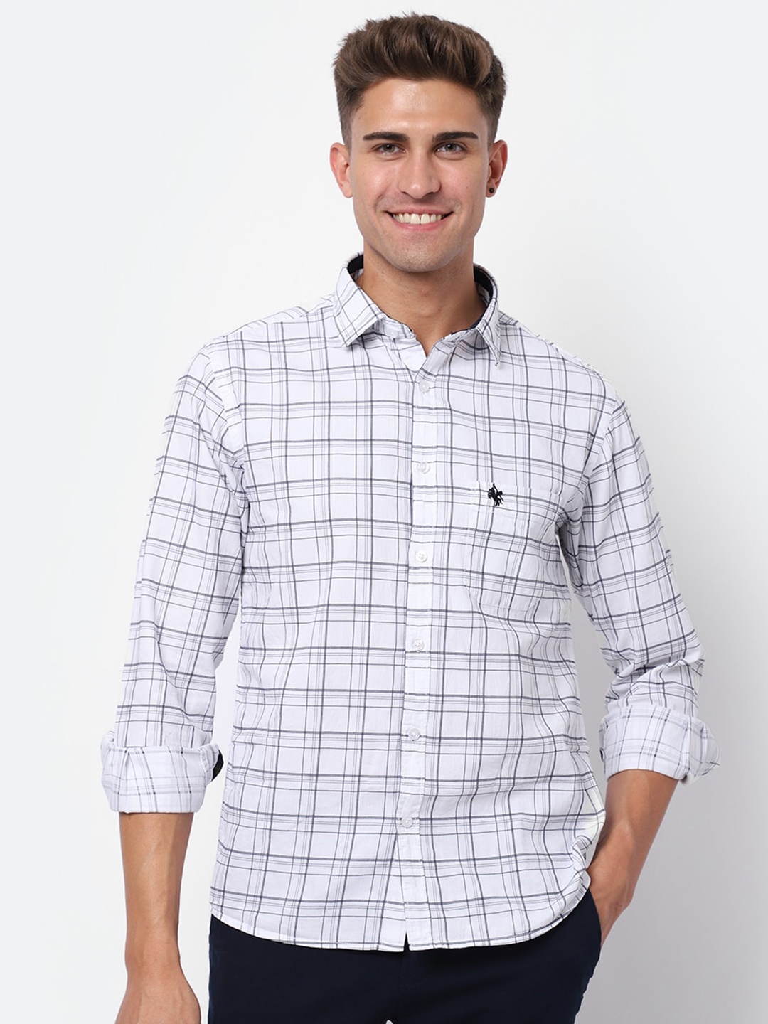 

Cantabil Tartan Checked Casual Shirt, White