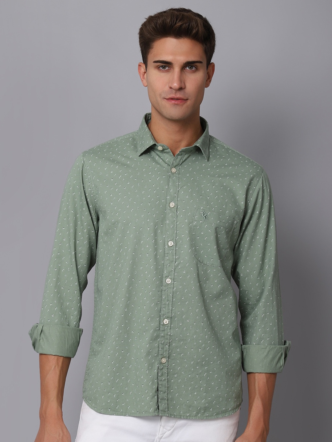 

Cantabil Printed Casual Shirt, Green