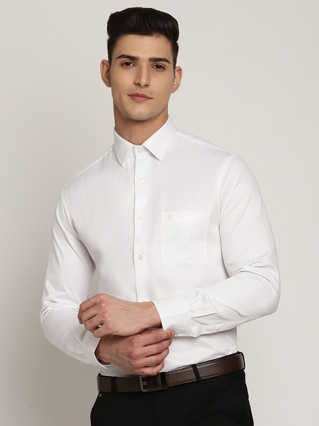 

Cantabil Spread Collar Cotton Formal Shirt, White