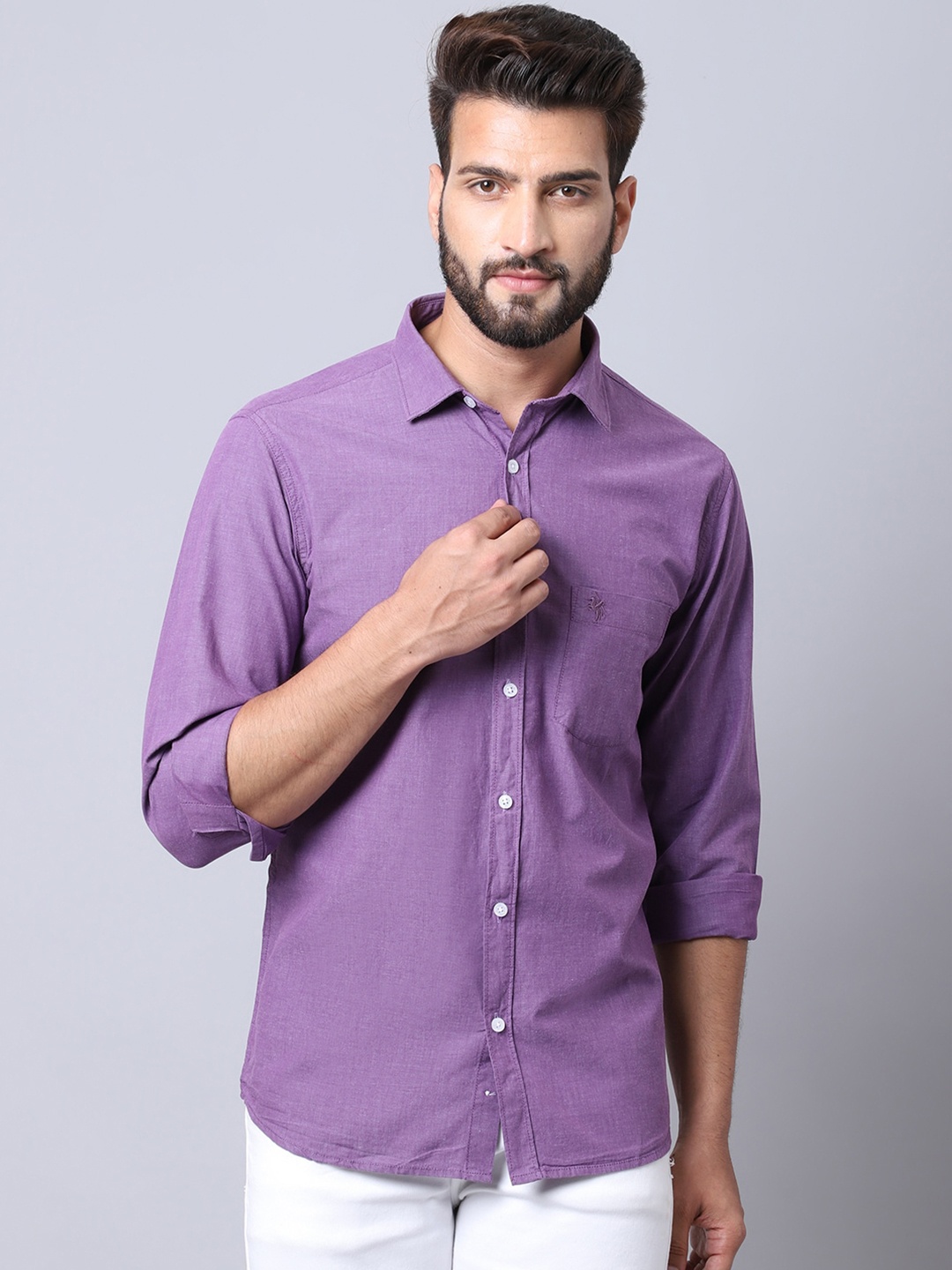 

Cantabil Spread Collar Casual Shirt, Purple