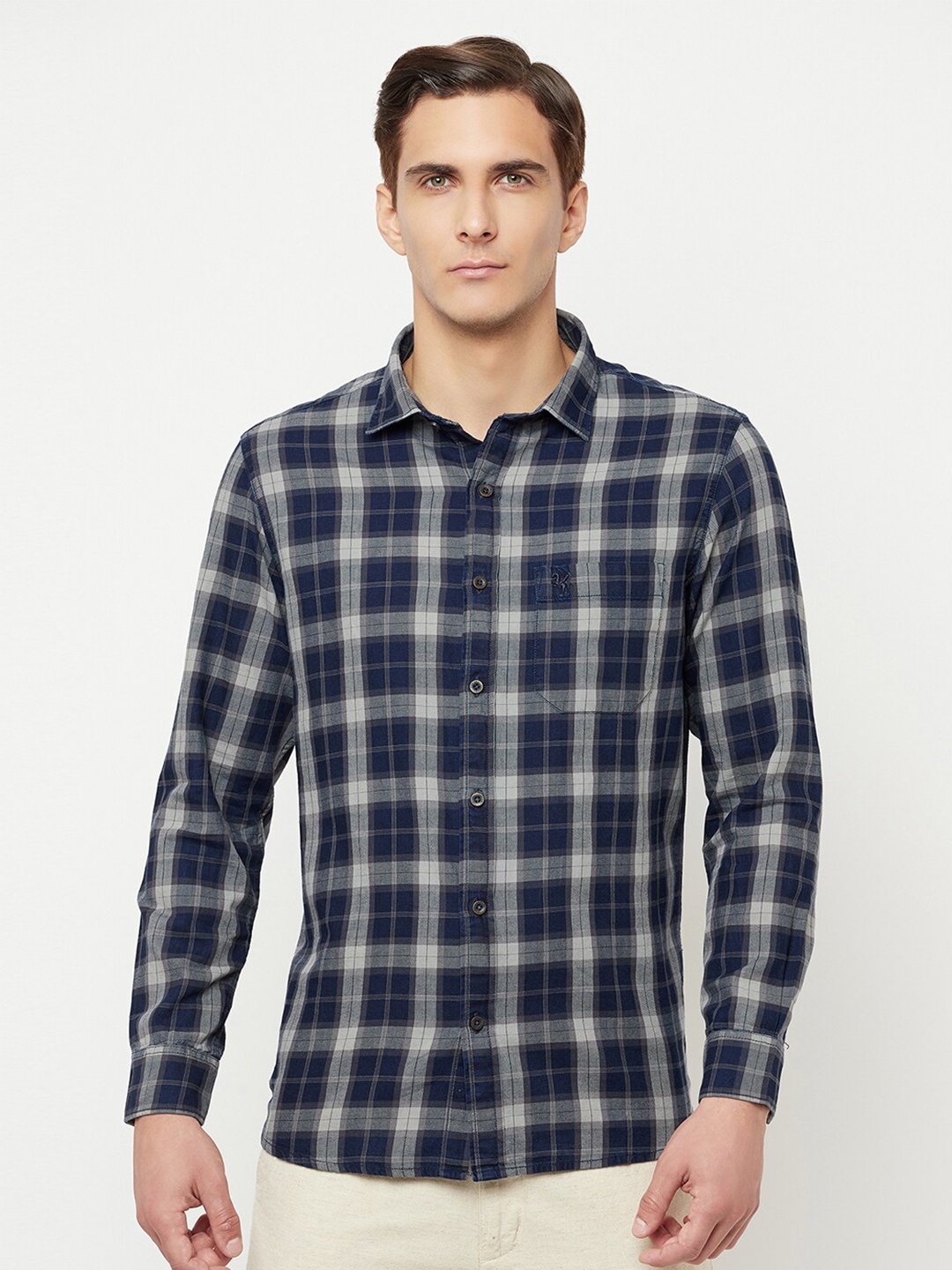 

Cantabil Checked Casual Shirt, Grey