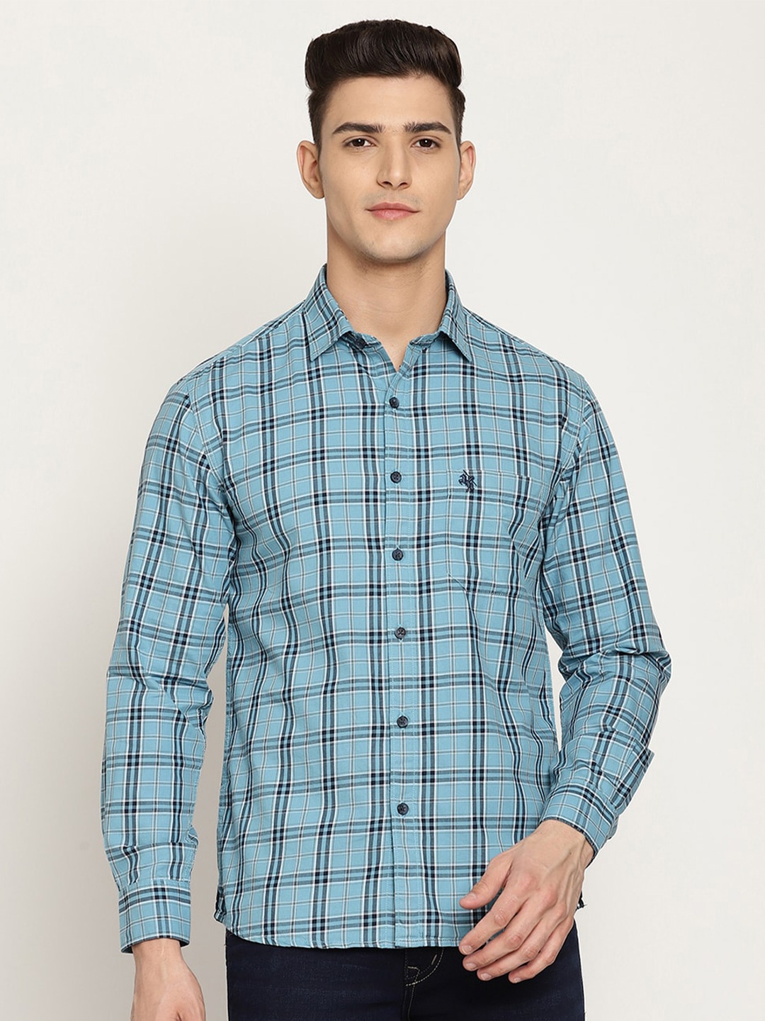 

Cantabil Checked Casual Shirt, Blue