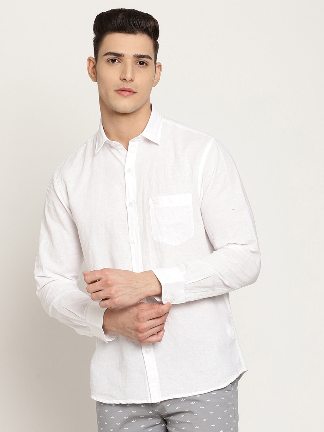 

Cantabil Spread Collar Casual Shirt, White