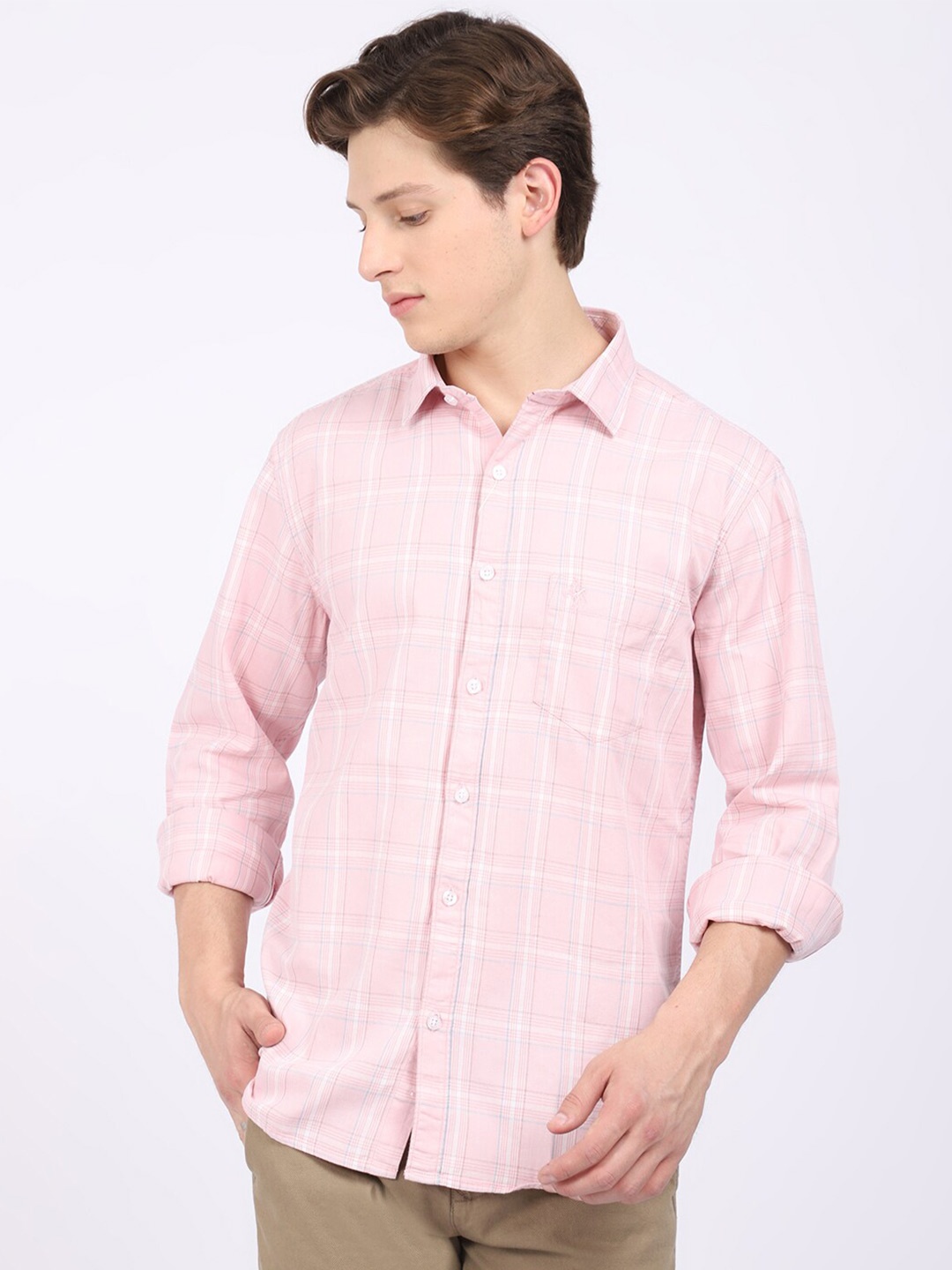 

Cantabil Checked Casual Shirt, Pink
