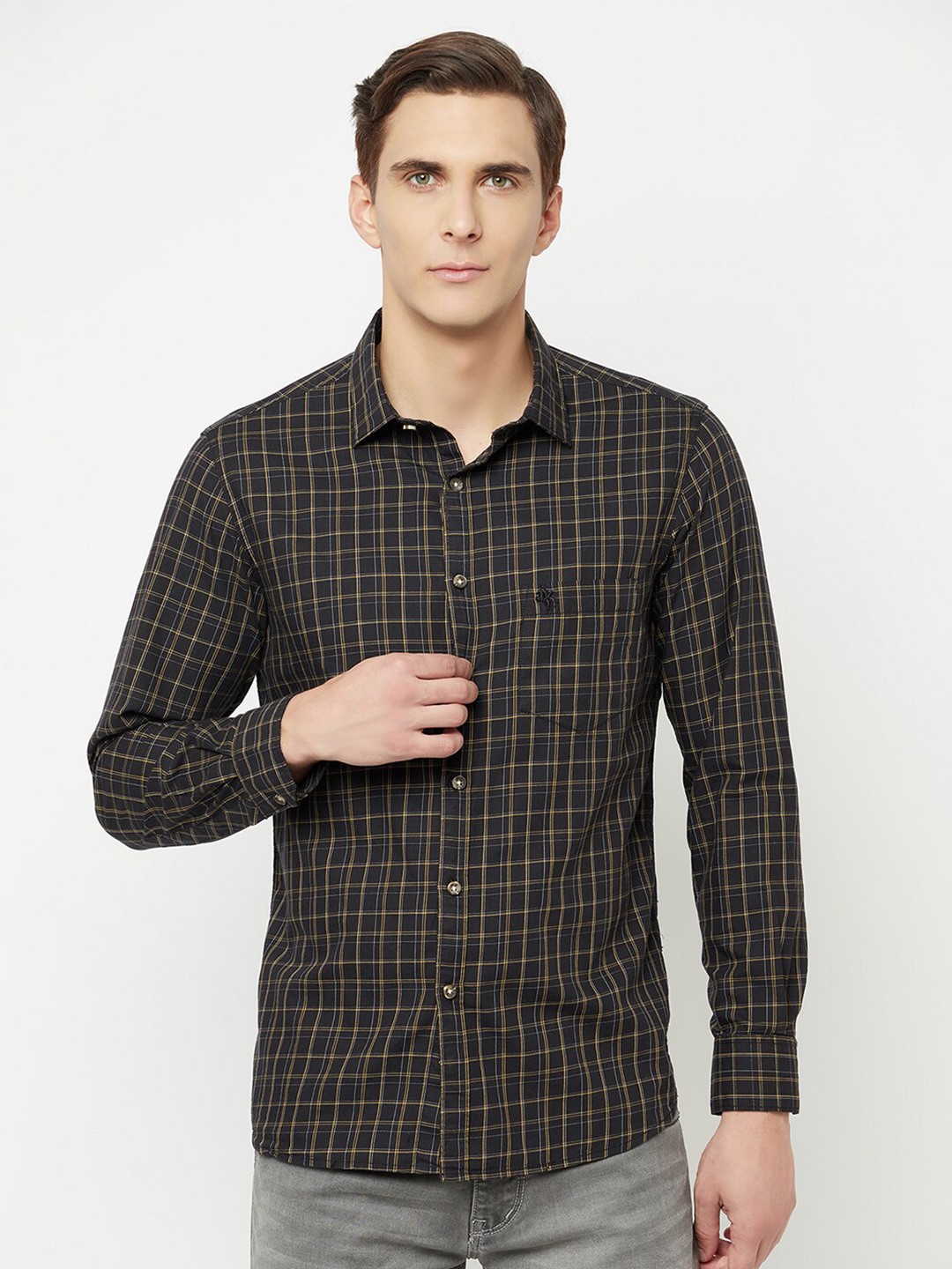 

Cantabil Checked Casual Shirt, Black