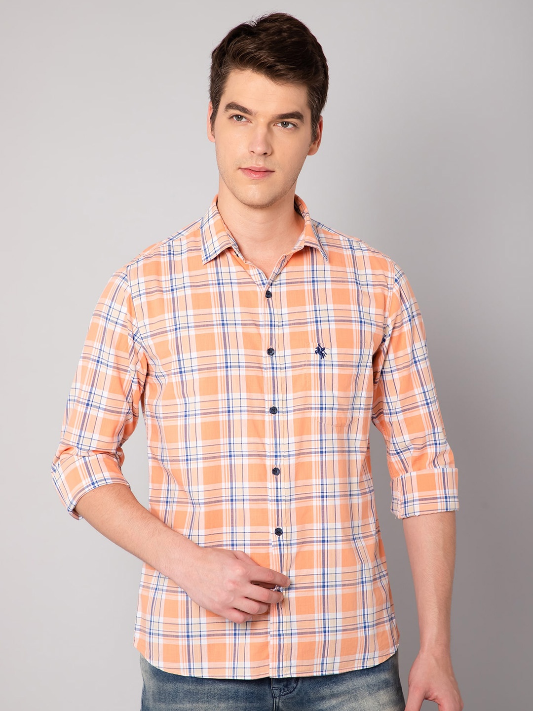 

Cantabil Tartan Checked Casual Shirt, Orange