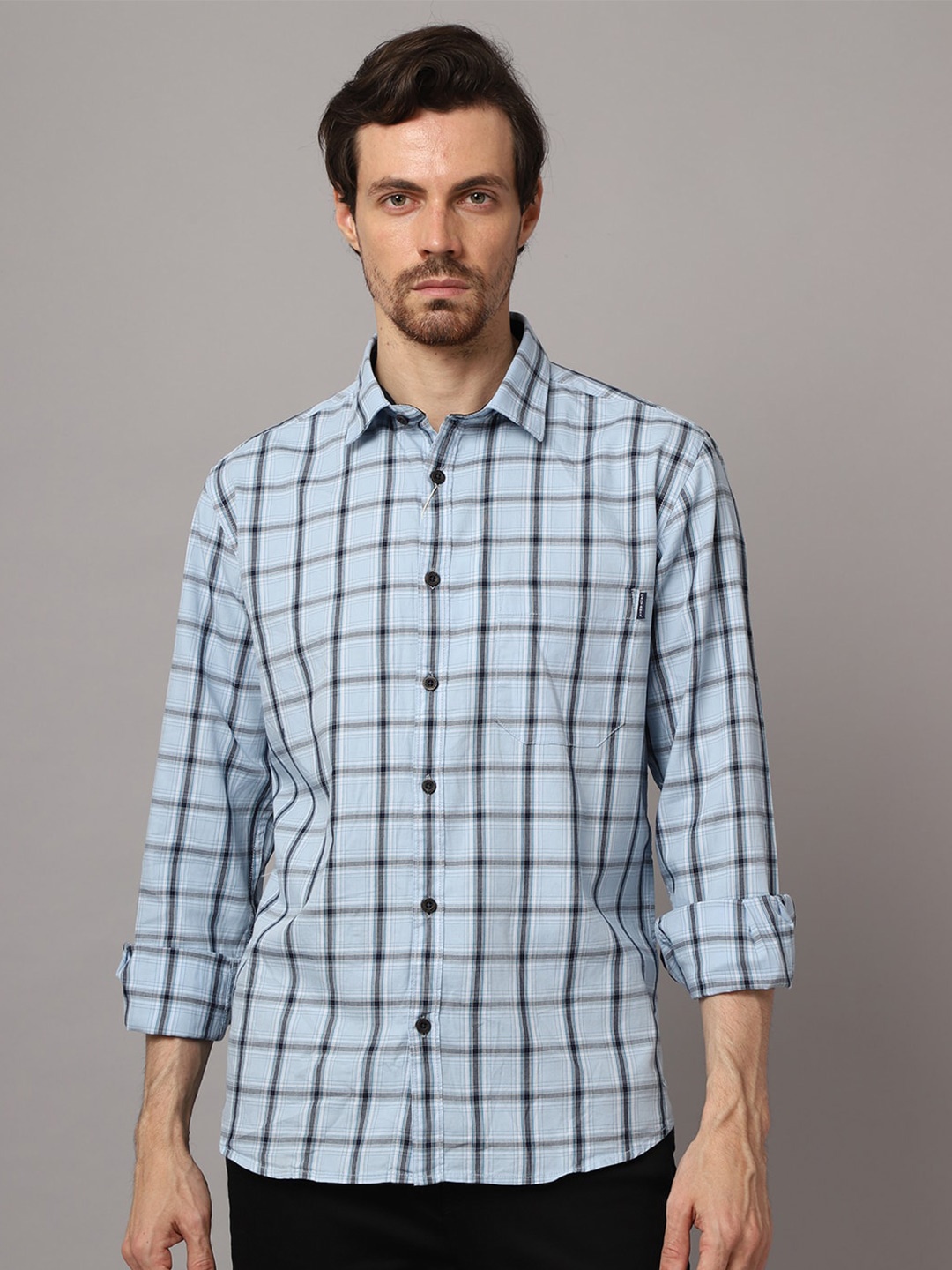 

Cantabil Tartan Checked Cotton Casual Shirt, Blue