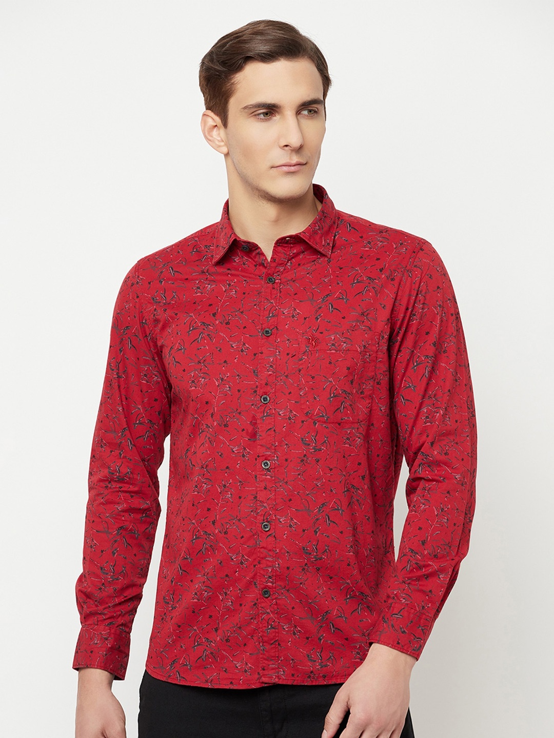 

Cantabil Floral Printed Casual Shirt, Red