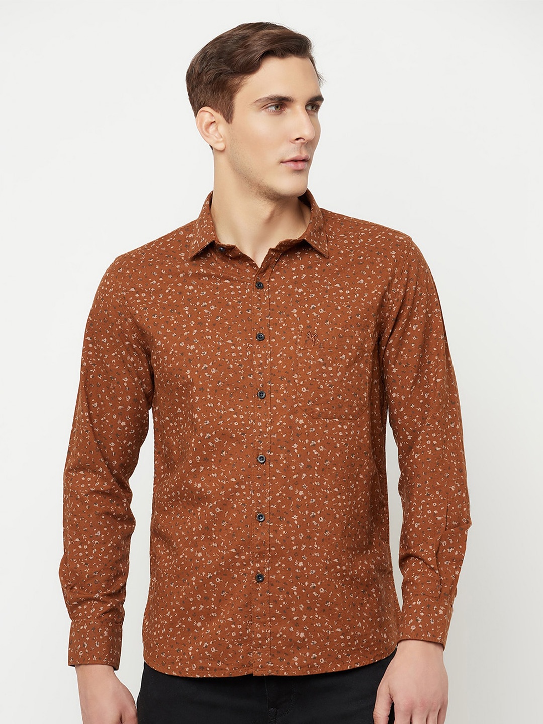 

Cantabil Floral Printed Cotton Casual Shirt, Brown