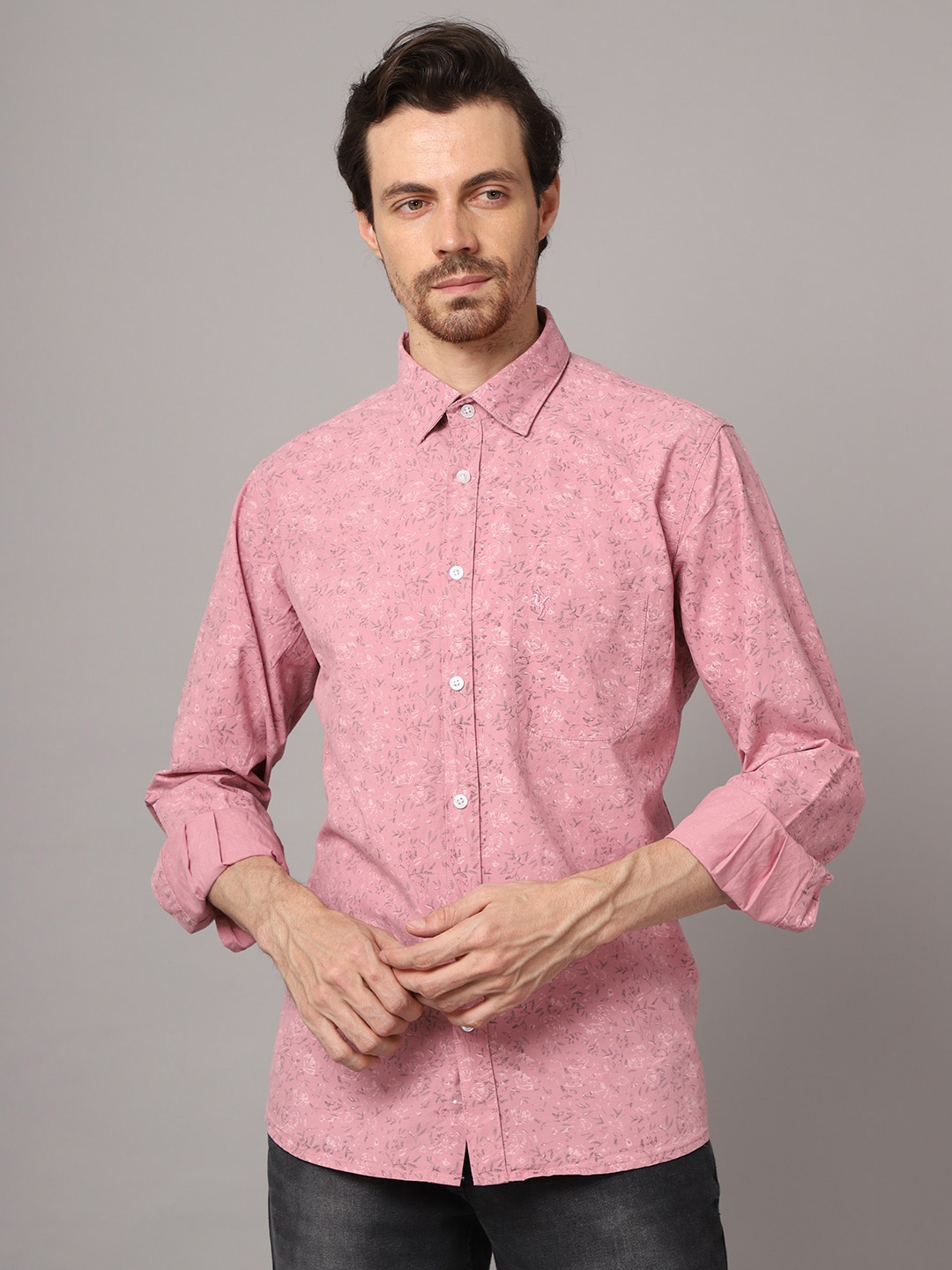 

Cantabil Floral Printed Casual Shirt, Pink