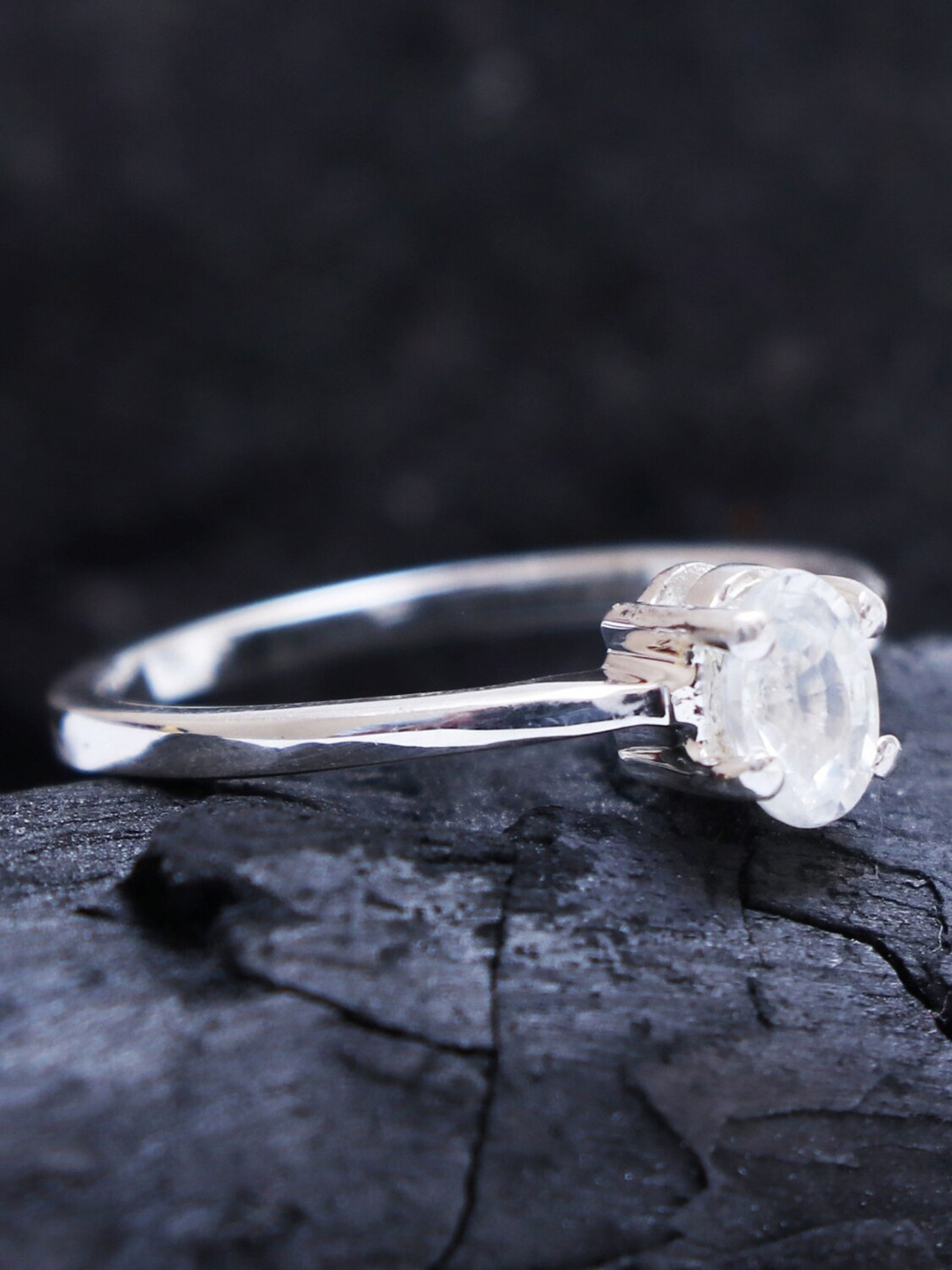 

HIFLYER JEWELS 92.5 Sterling Silver-Plated Stone-Studded Finger Ring, White