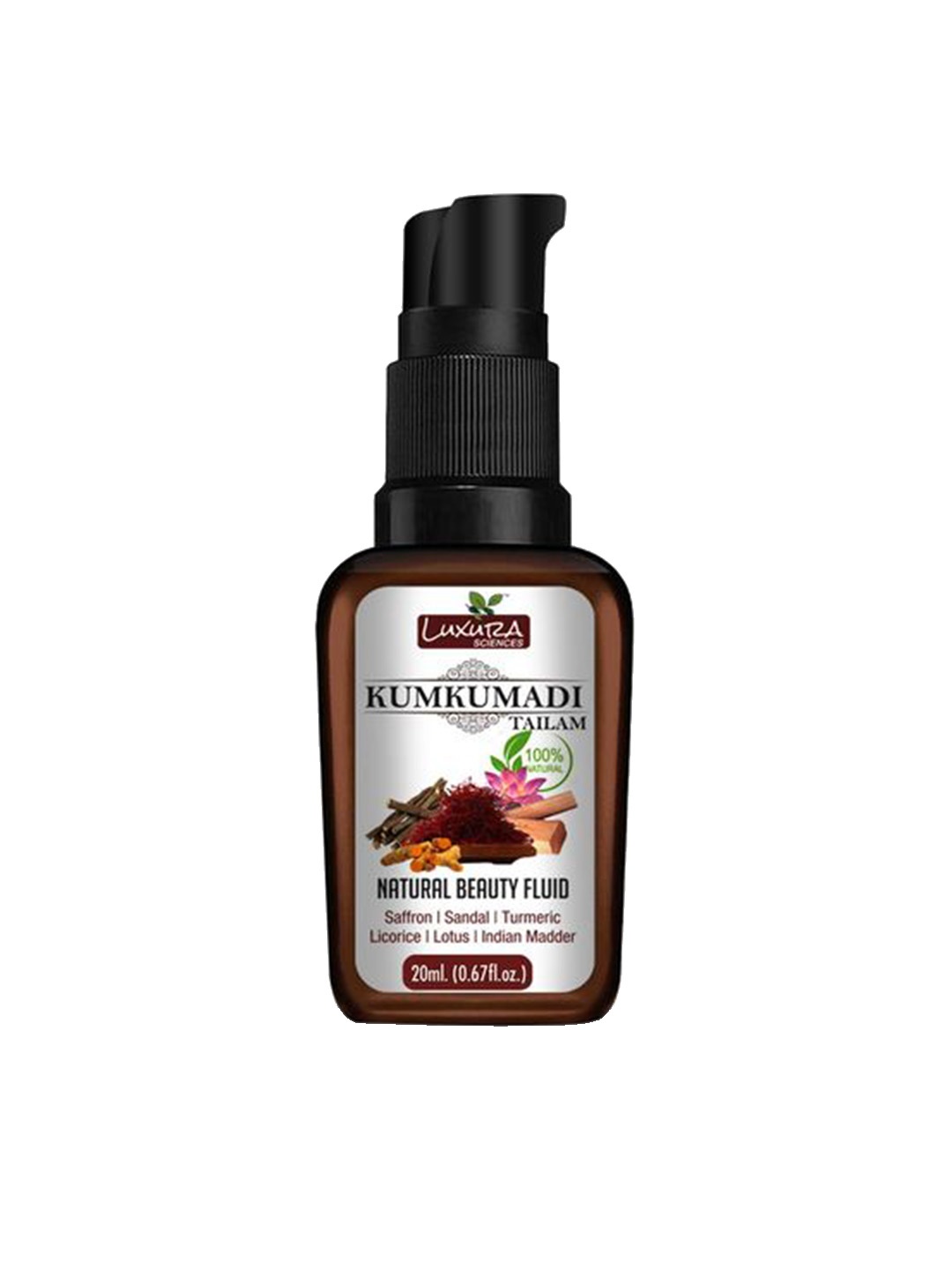 

Luxura Sciences Natural Beauty Fluid Kumkumadi Tailam Oil with Saffron & Turmeric - 20 ml, Brown