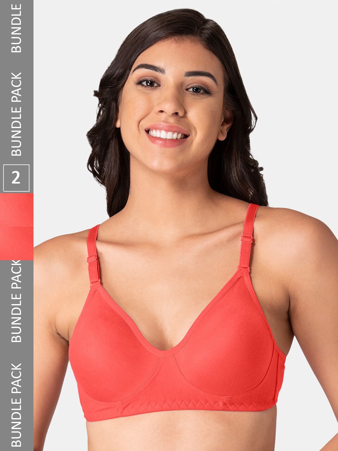 

KOMLI Non-Wired Non-Padded All Day Comfort Seamless T-shirt Bra, Coral