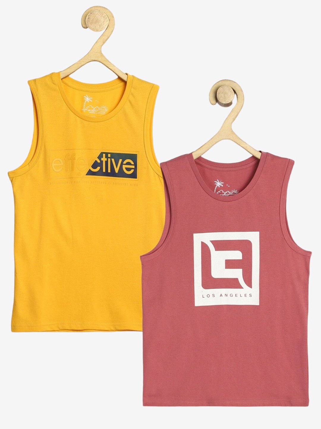 

Alan Jones Boys Pack Of 2 Round Neck Typography Printed T-shirt, Yellow