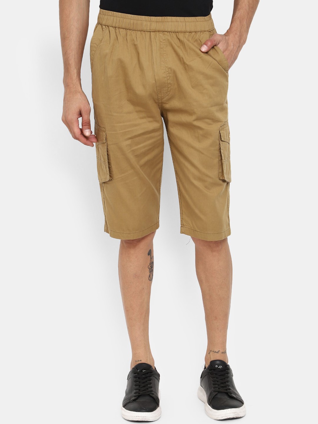 

V-Mart Men Mid-Rise Cotton Regular Fit Cargo Shorts, Brown
