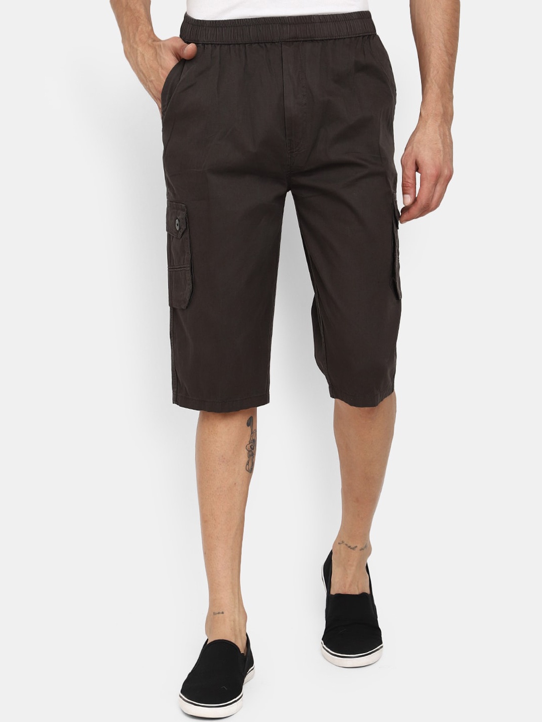 

V-Mart Men Cotton Mid-Rise Shorts, Grey