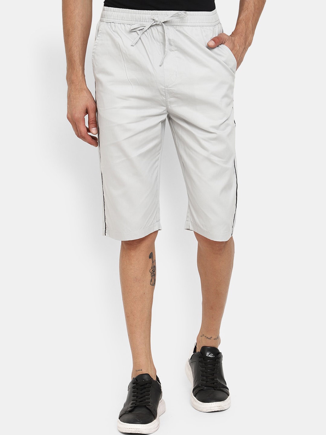 

V-Mart Men Cotton Mid-Rise Shorts, Grey