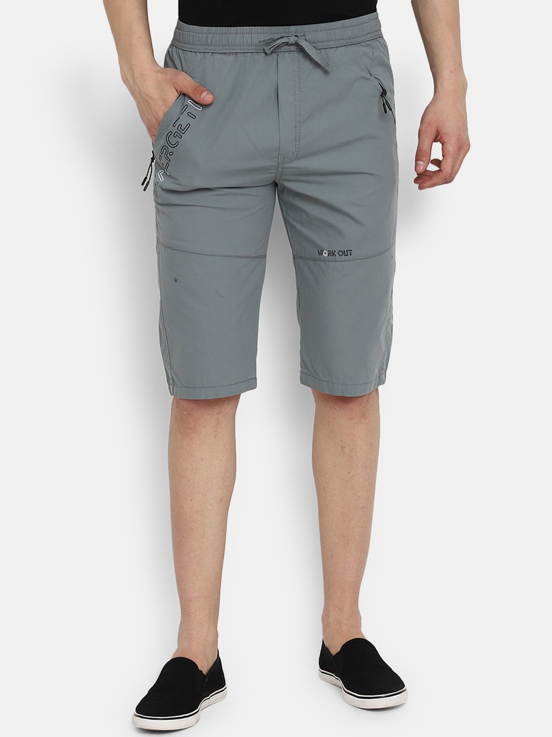 

V-Mart Men Cotton Mid-Rise Shorts, Grey