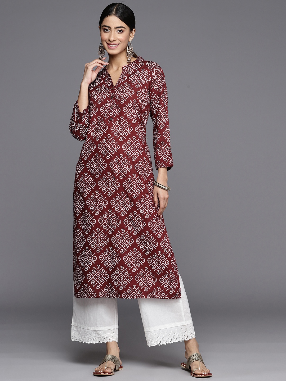 

Varanga Bandhani Printed Block Print Kurta, Maroon