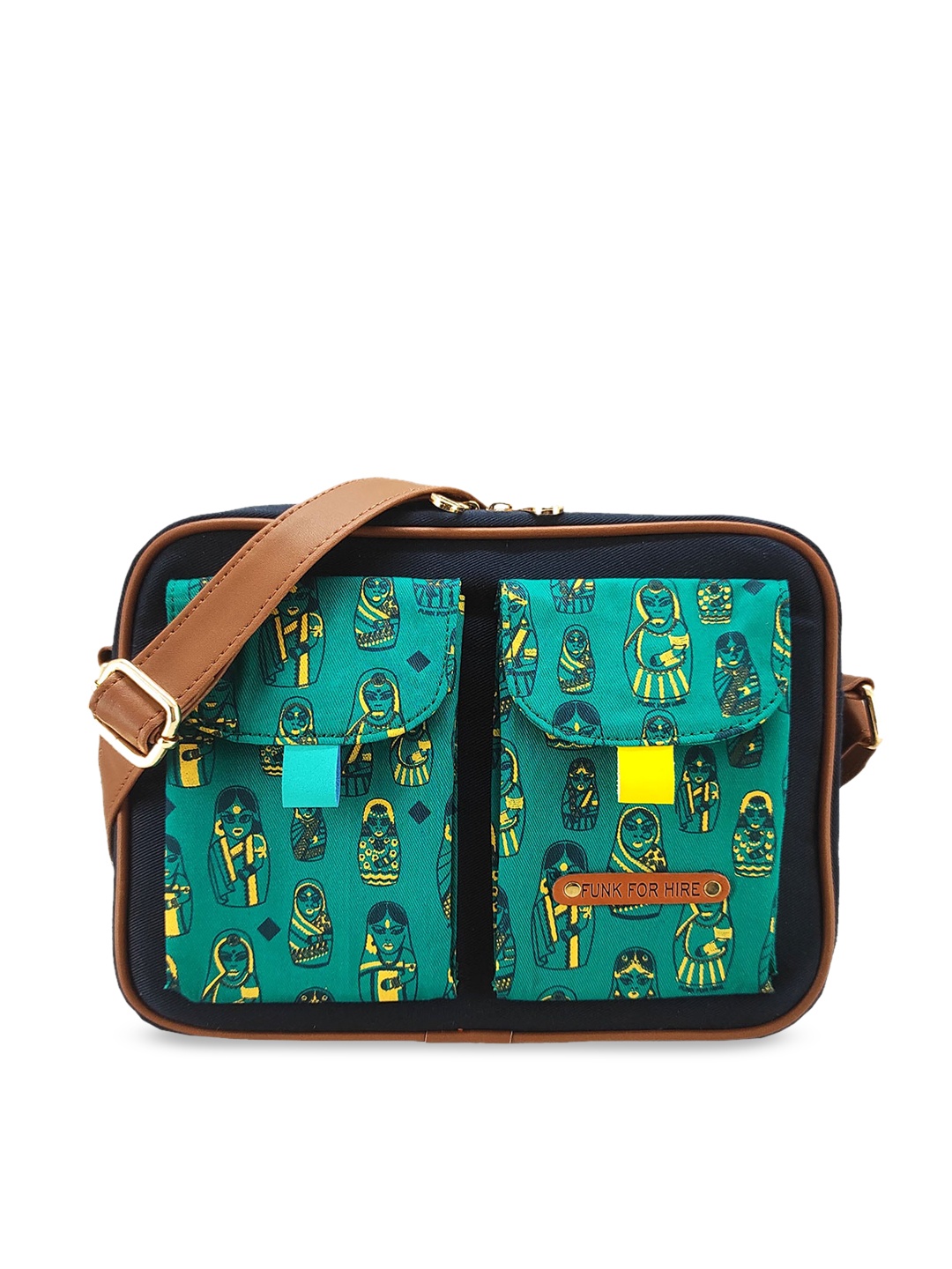 

Funk For Hire Graphic Printed 2 Pockets Sling Bag, Sea green