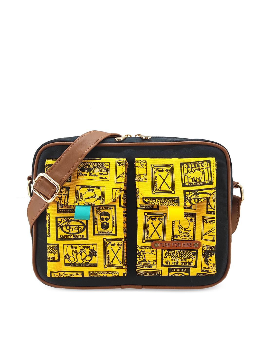 

Funk For Hire Graphic Printed 2 Pockets Sling Bag, Yellow