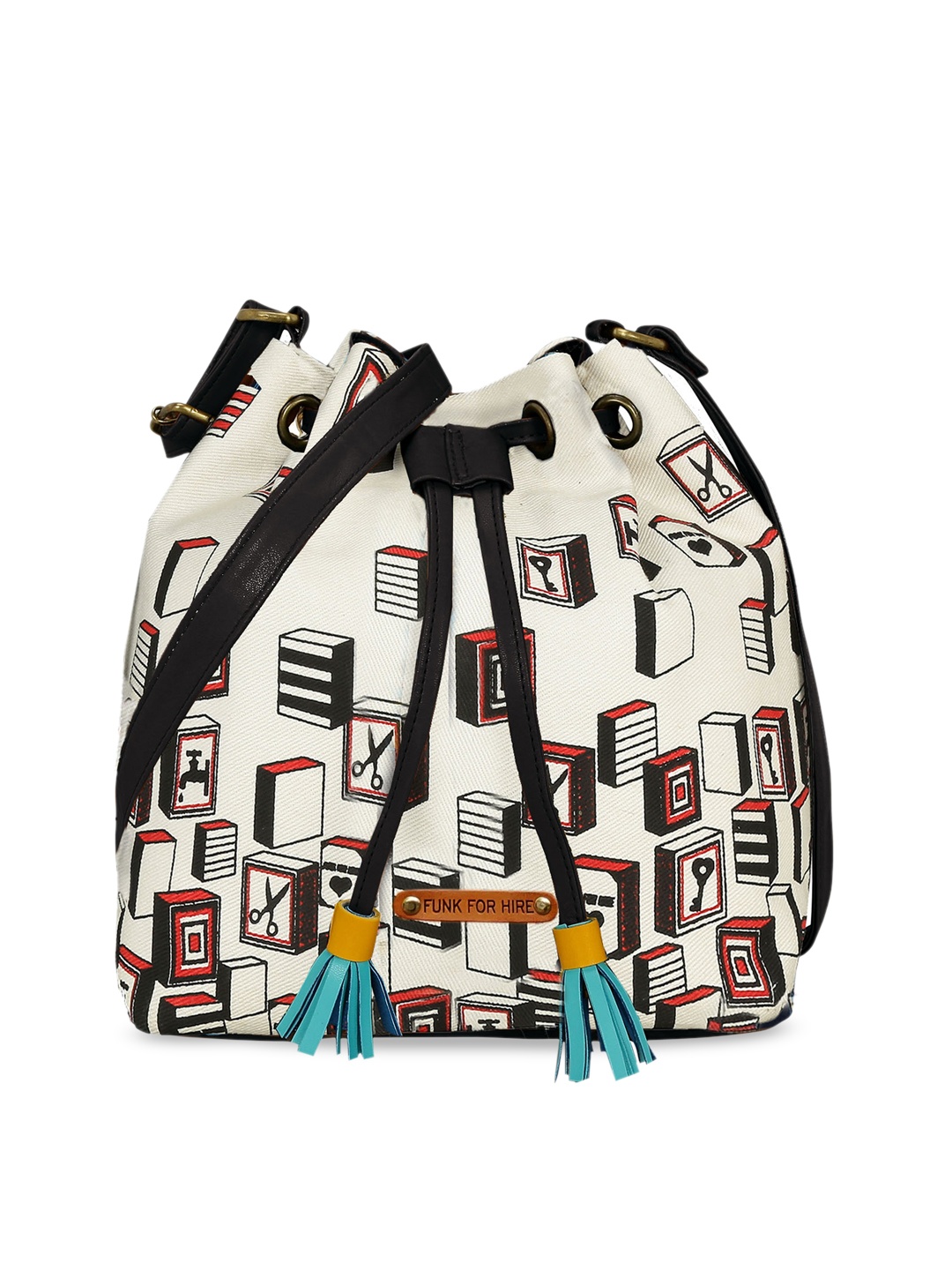 

Funk For Hire Graphic Printed Sling Bag, Off white