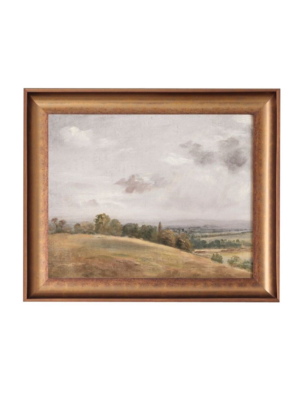 

THE VINTAGE ARTISTRY Brown & Green Rustic Muted Hills Printed Framed Wall Painting
