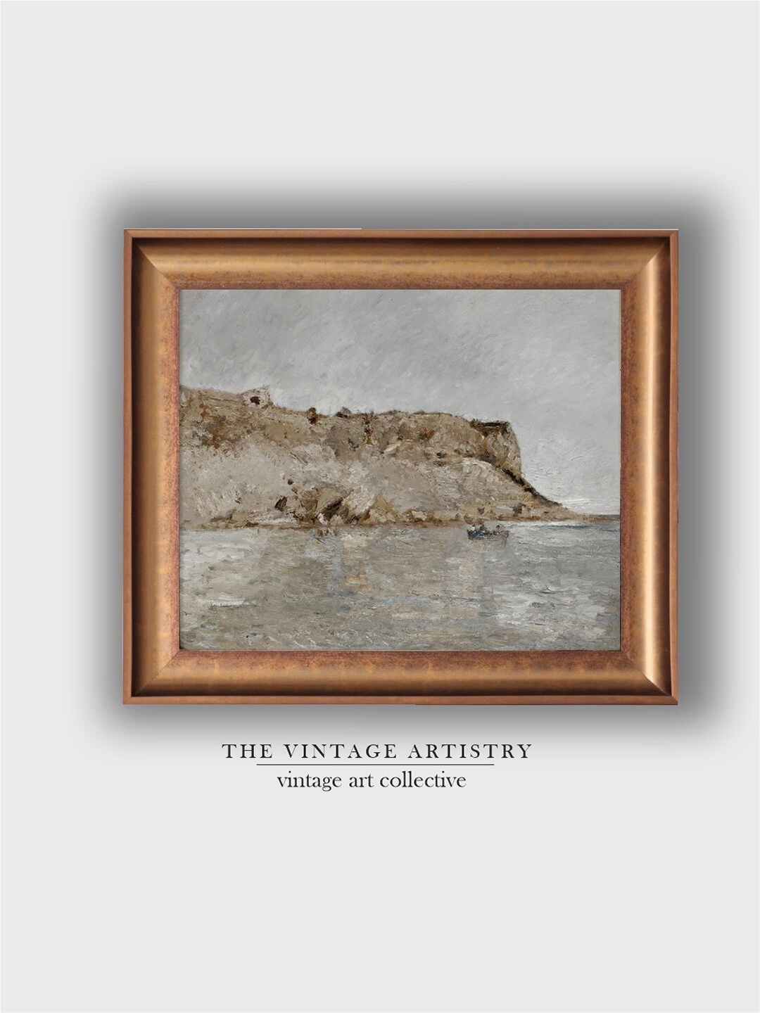 

THE VINTAGE ARTISTRY Brown Vintage Mountain Muted Neutral Cliff Wall Art