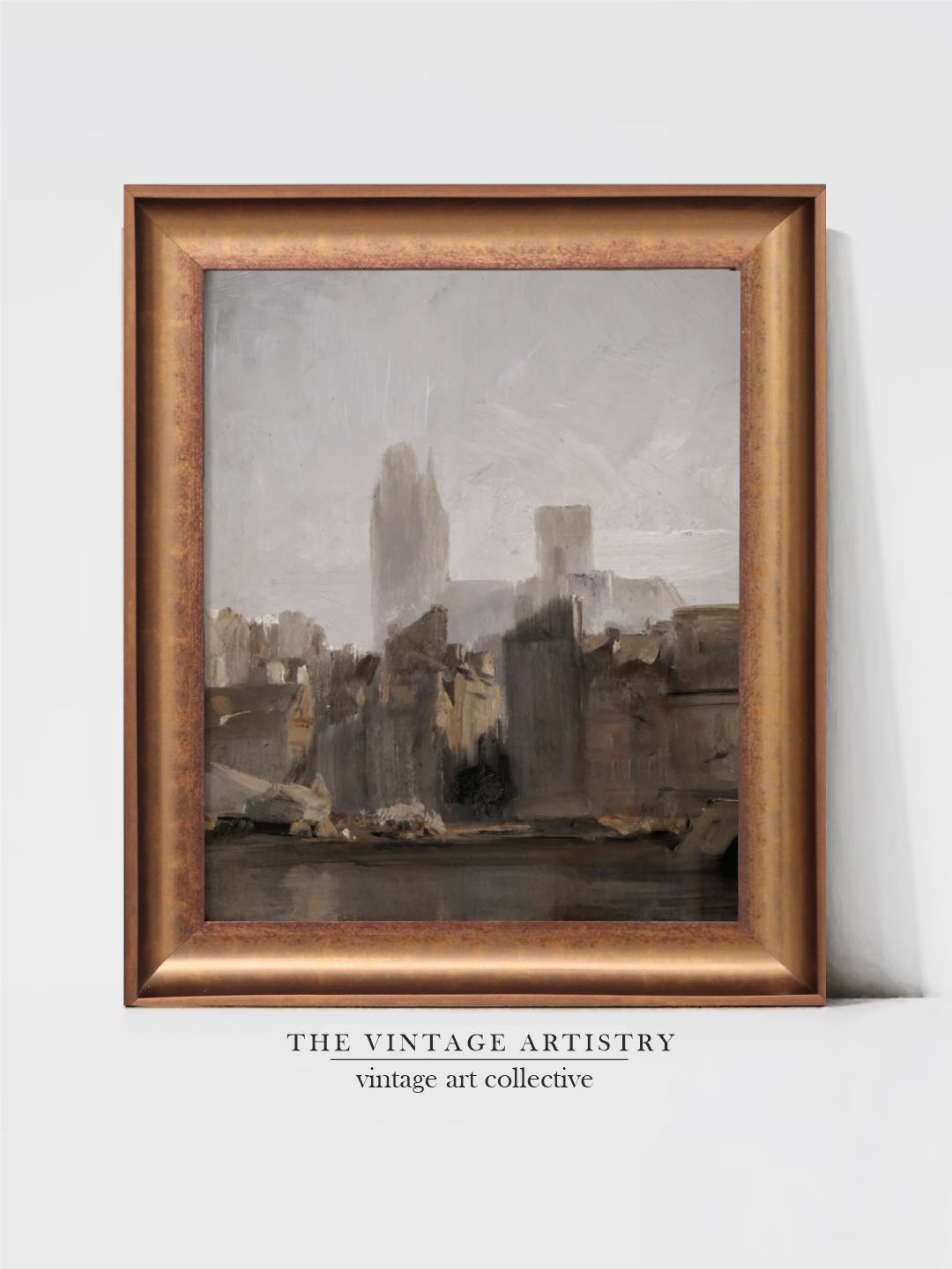 

THE VINTAGE ARTISTRY Brown Rouen Cathedral Sunrise Vintage Wall Art
