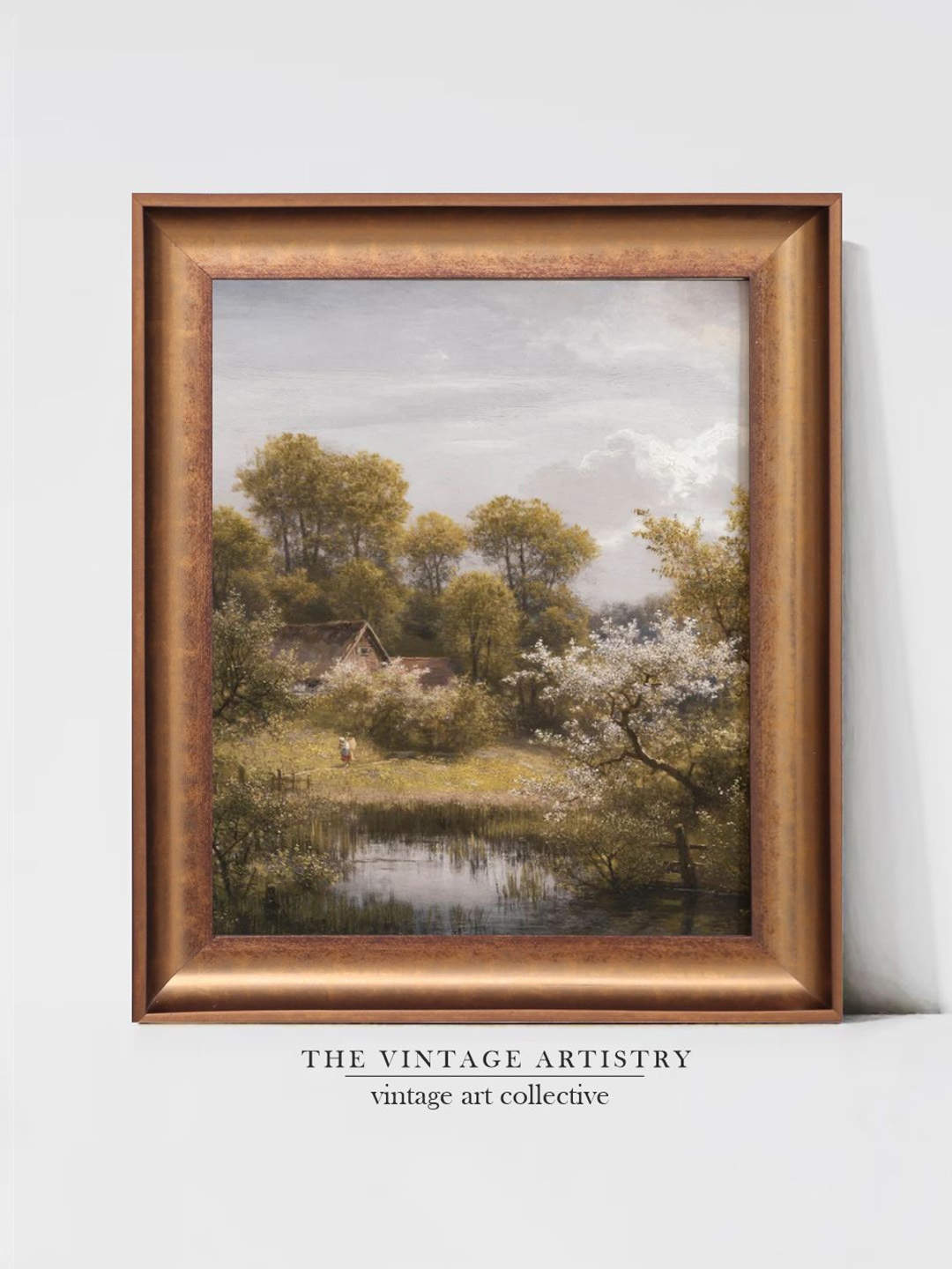 

THE VINTAGE ARTISTRY Brown Moody Spring Vintage Dark Printable Wall Art, Green